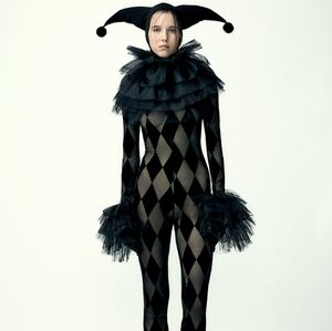 Zara Argyle Tulle jumpsuit Halloween edition